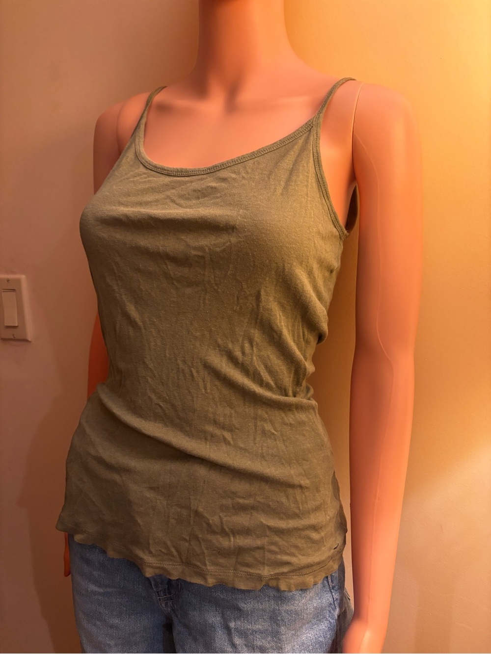 Express Olive Green Tank Top with Thin Straps